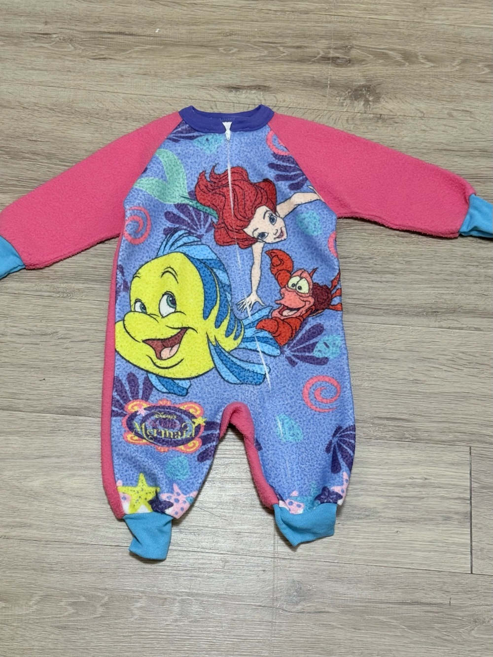 Vintage 90’s Disney Little Mermaid Fleece One-pajamas